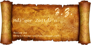 Höger Zoltán névjegykártya